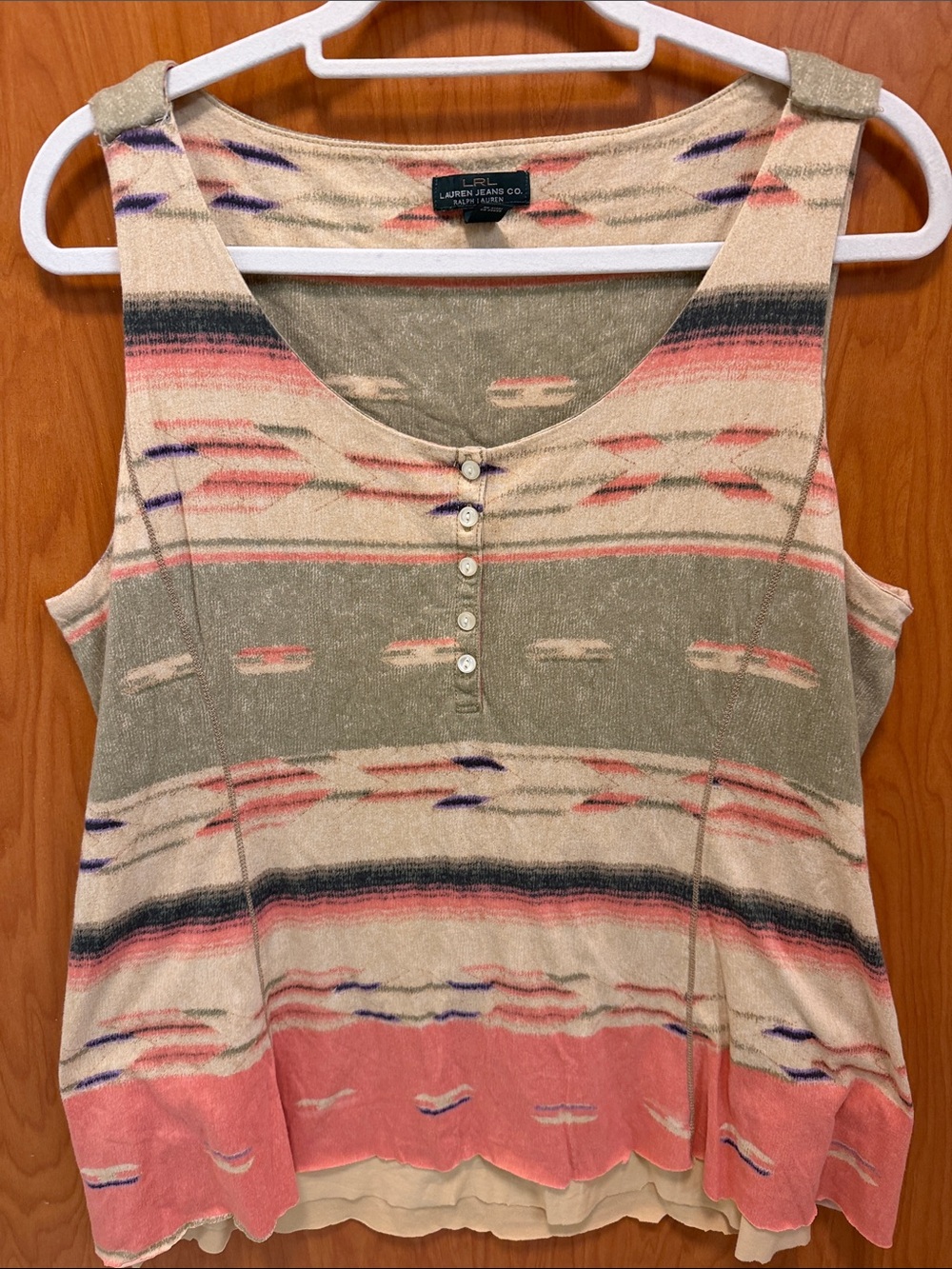🌵🌵🌵BOGOHO🌵🌵🌵LRL Women's Pink & Green Striped Tank Top-XL